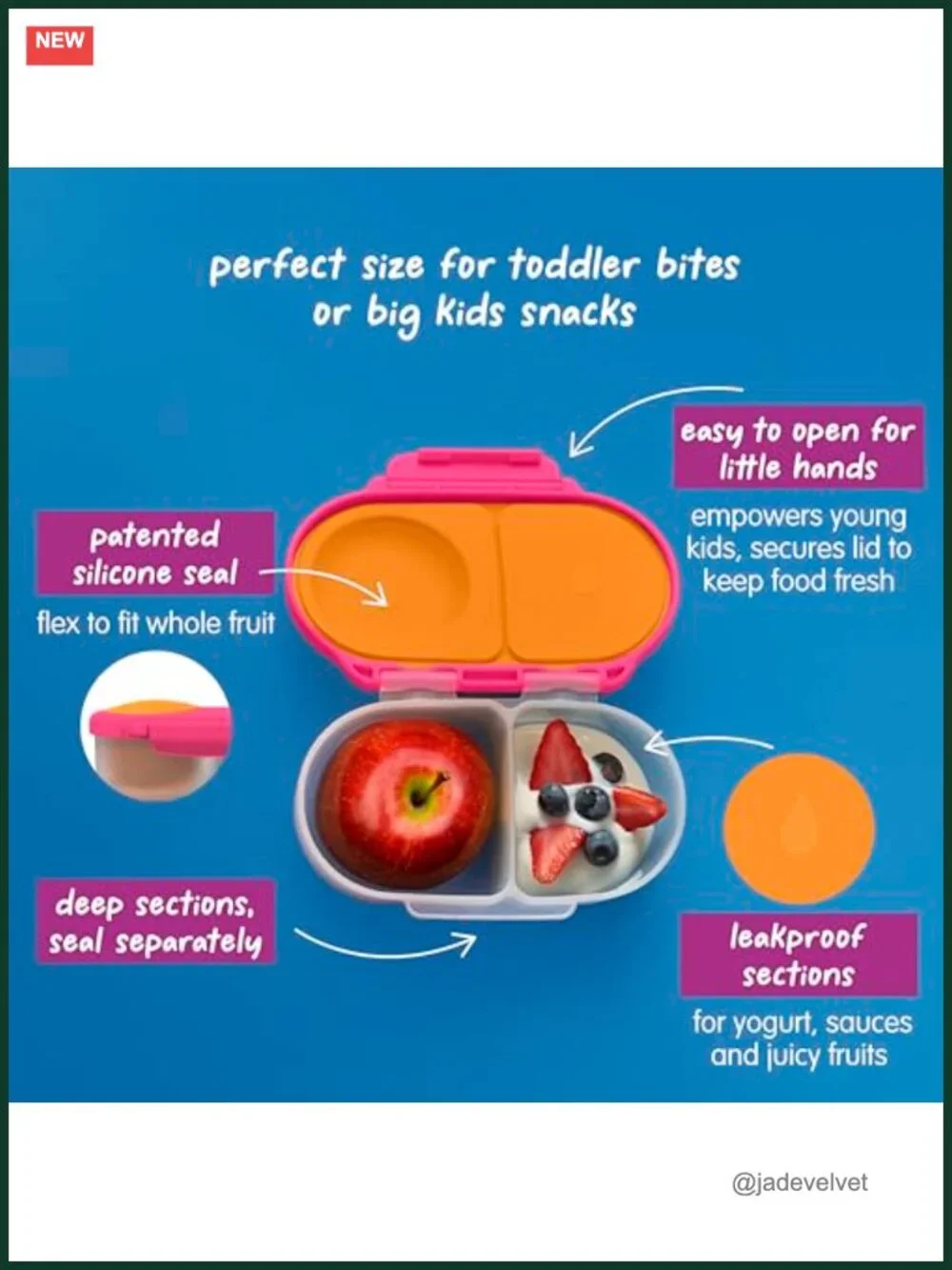 Leak Proof Mini Bento Snack Box 2-Pack for Kids, BPA-Free, Dishwasher Safe, 2